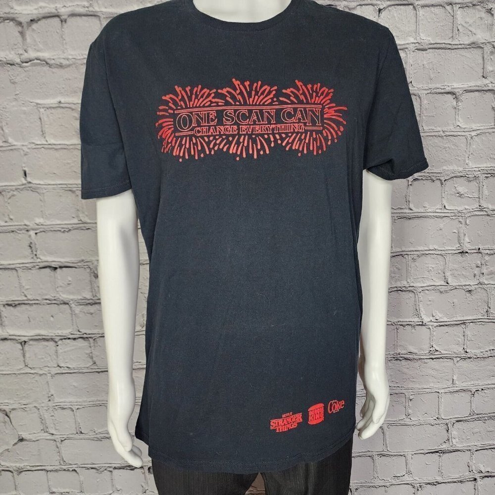 BURGER KING Black Red Stranger Things One Scan Can short sleeve T shirt Size XL